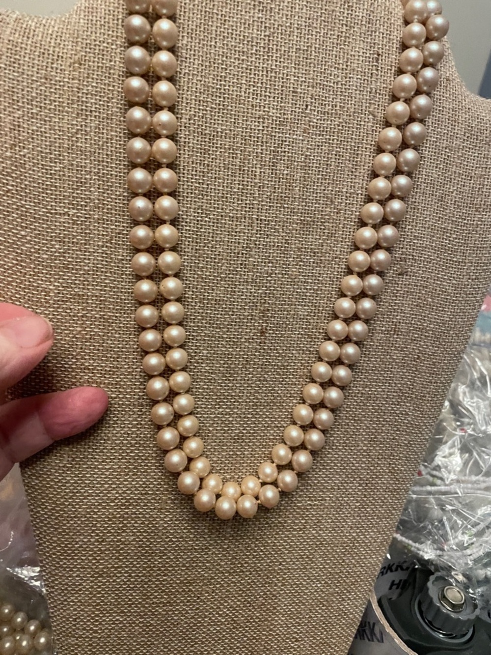 Elegant Cream Double-Strand Pearl Necklace